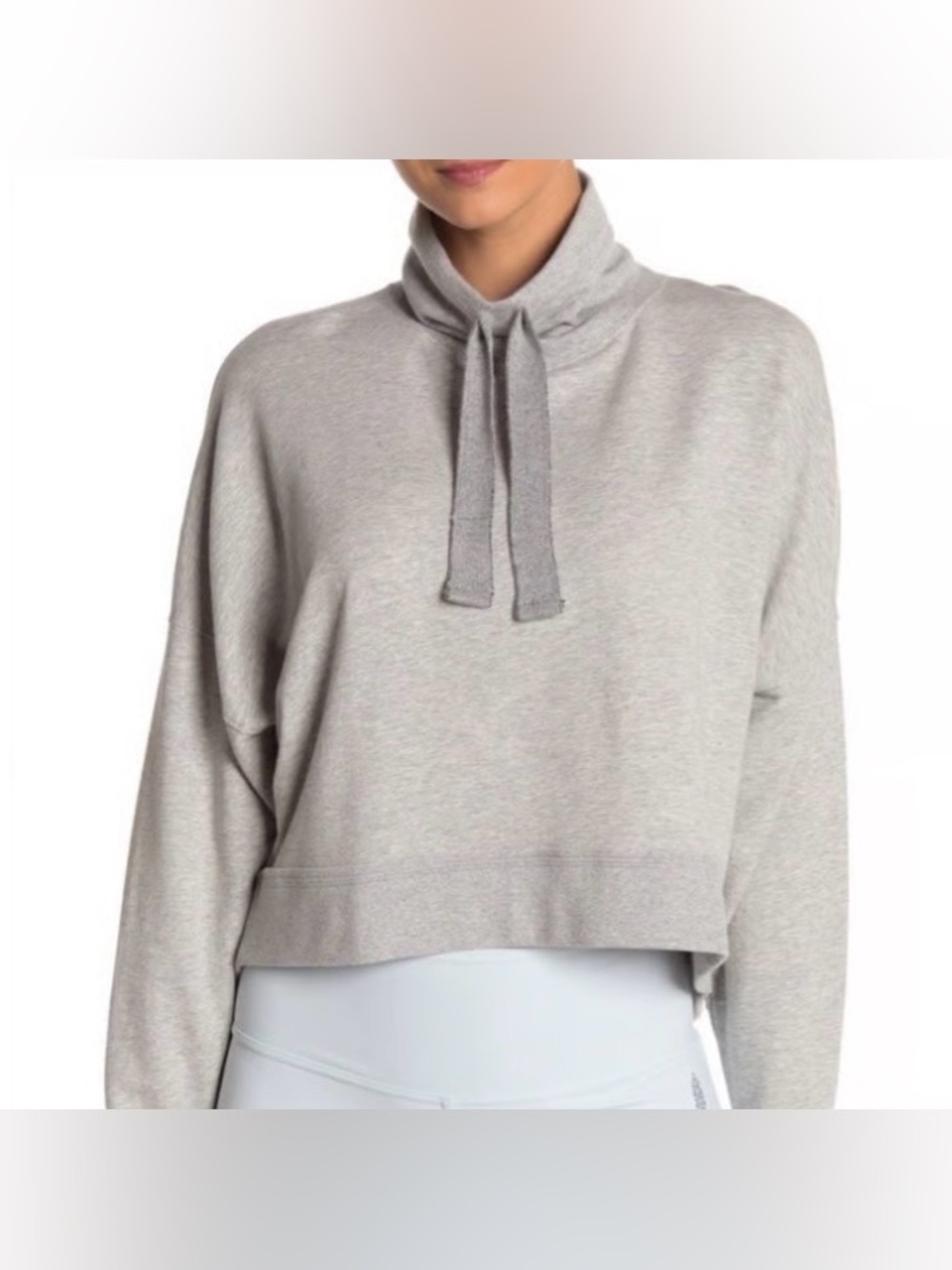 NWT Free People Movement Lara Funnel Neck Cropped Sweatshirt In Grey Size M